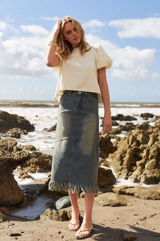 1057 Midi Denim Skirt