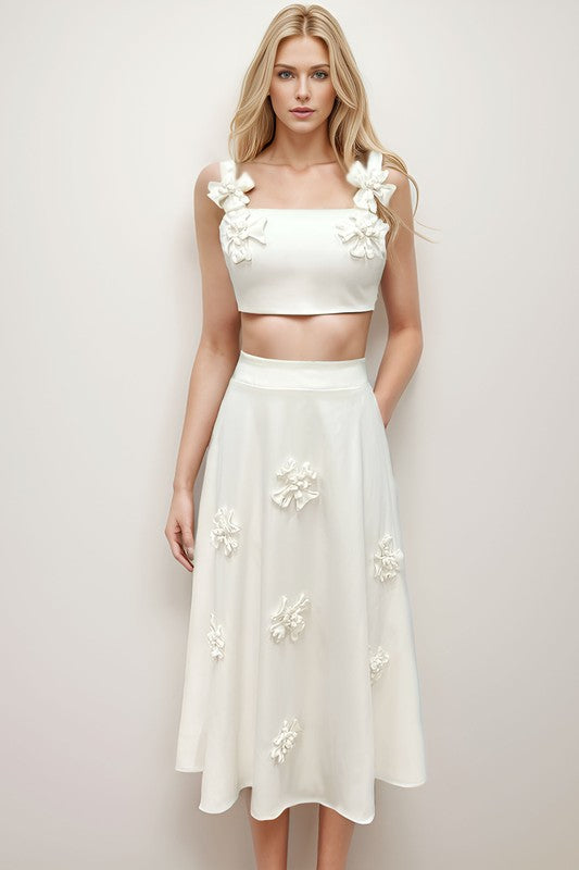 Flowers Crop Top & Skirt Set