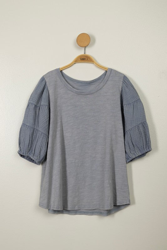 2111 Puff Sleeve Cotton T-Shirt