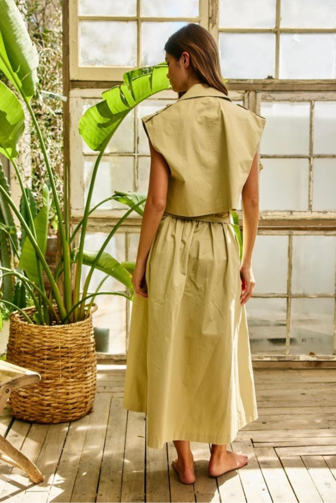 2528 Double Breasted Vest & Midi Skirt Set