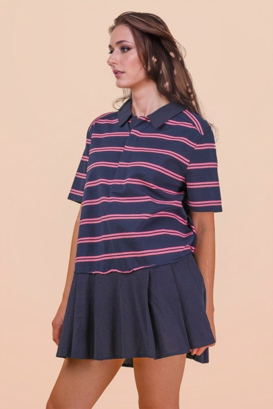2082 Striped Drop Waist Dress