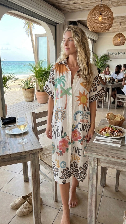 2495 Animal Print Onesize Italian Oversize Button Down Dress