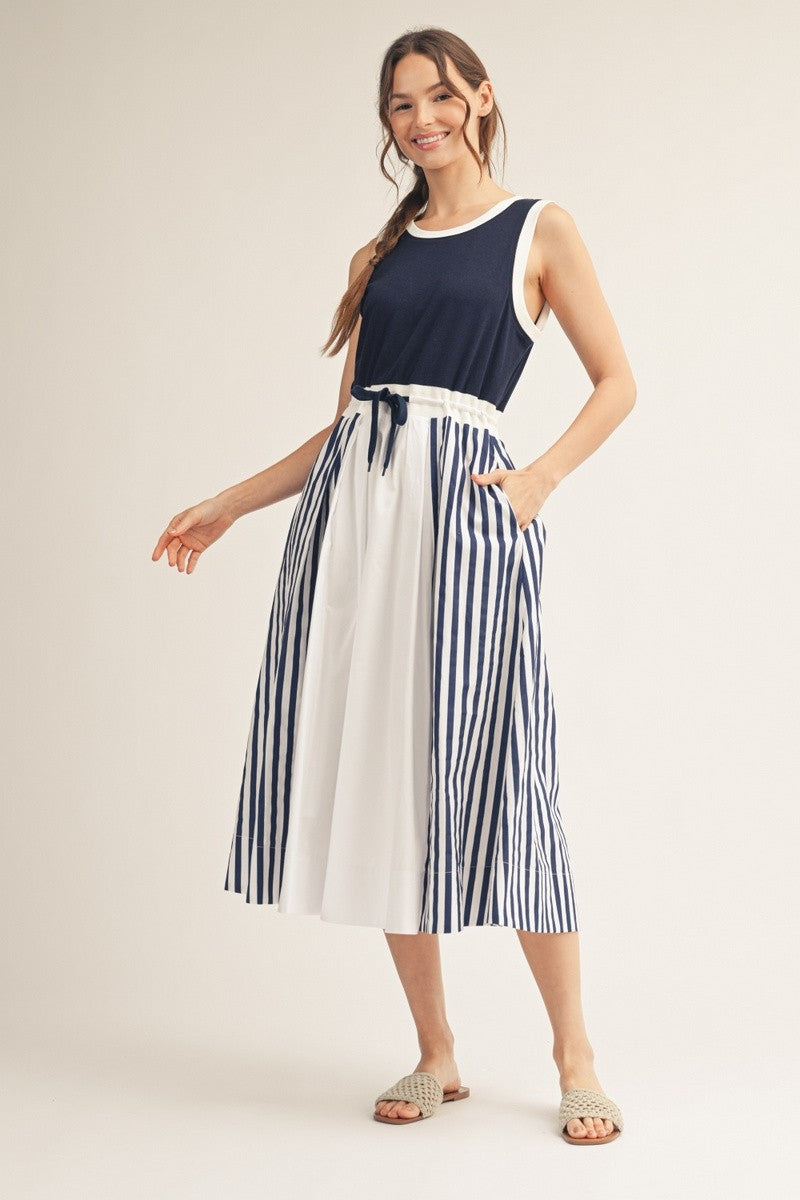 2424 Striped Midi Dress