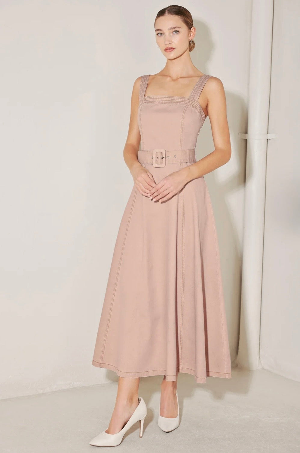 2129 Denim Pink Midi Dress