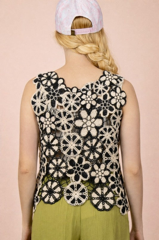 2239 Floral Crochet Top