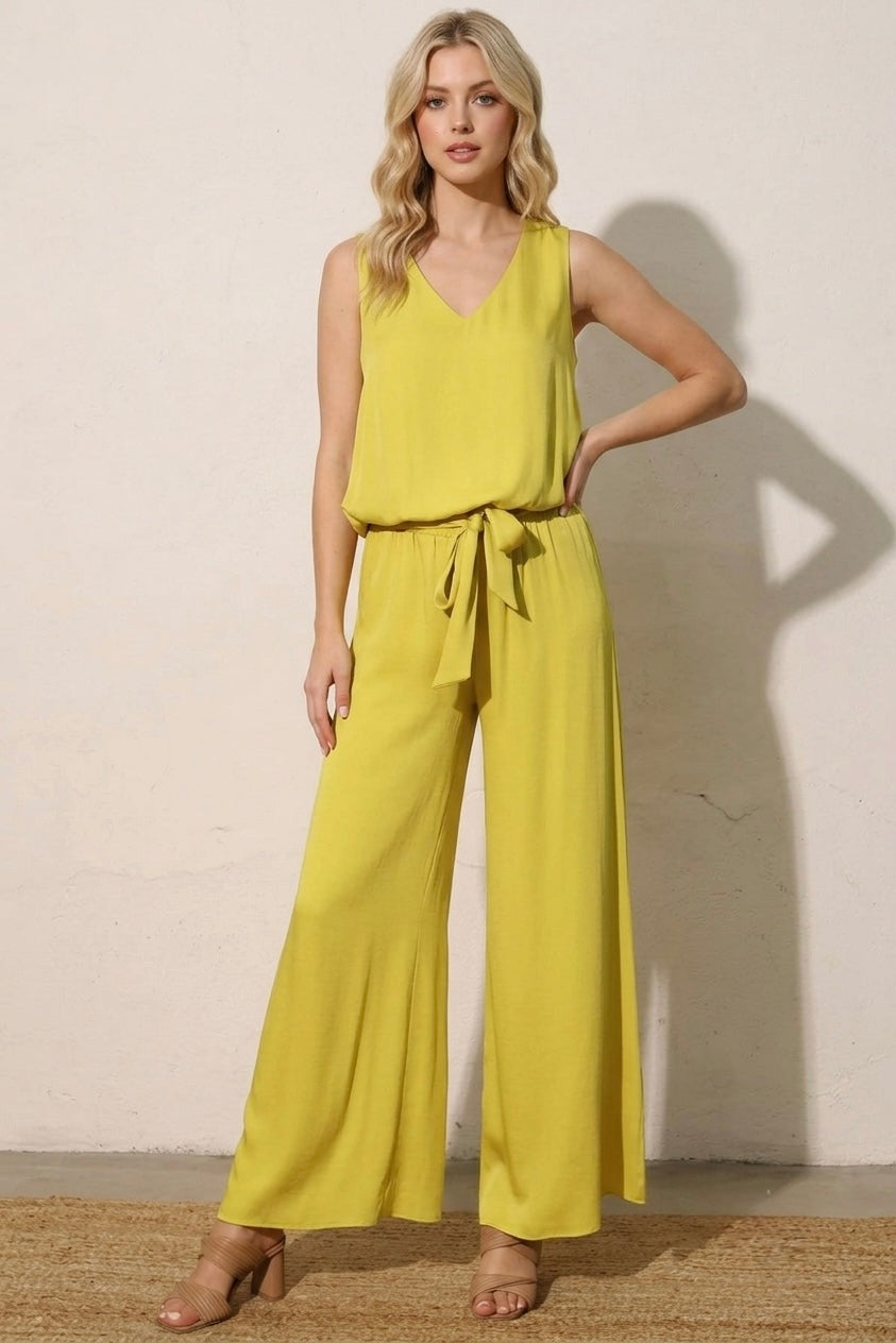 2587 V-Neck Top & Palazzo Pant Set