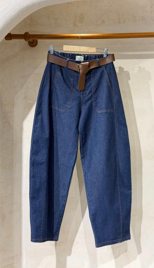 2708 Made In Italy Denim Barrel Belted