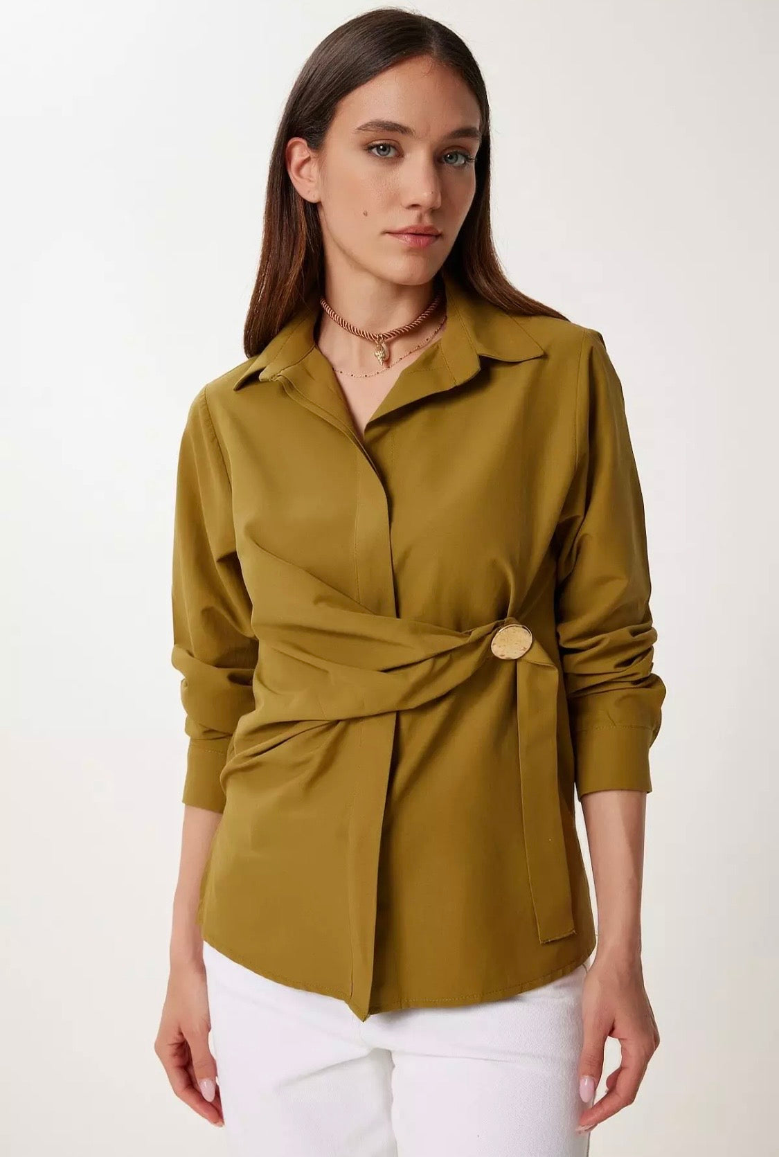 1826 Gold Button Wrap Shirt