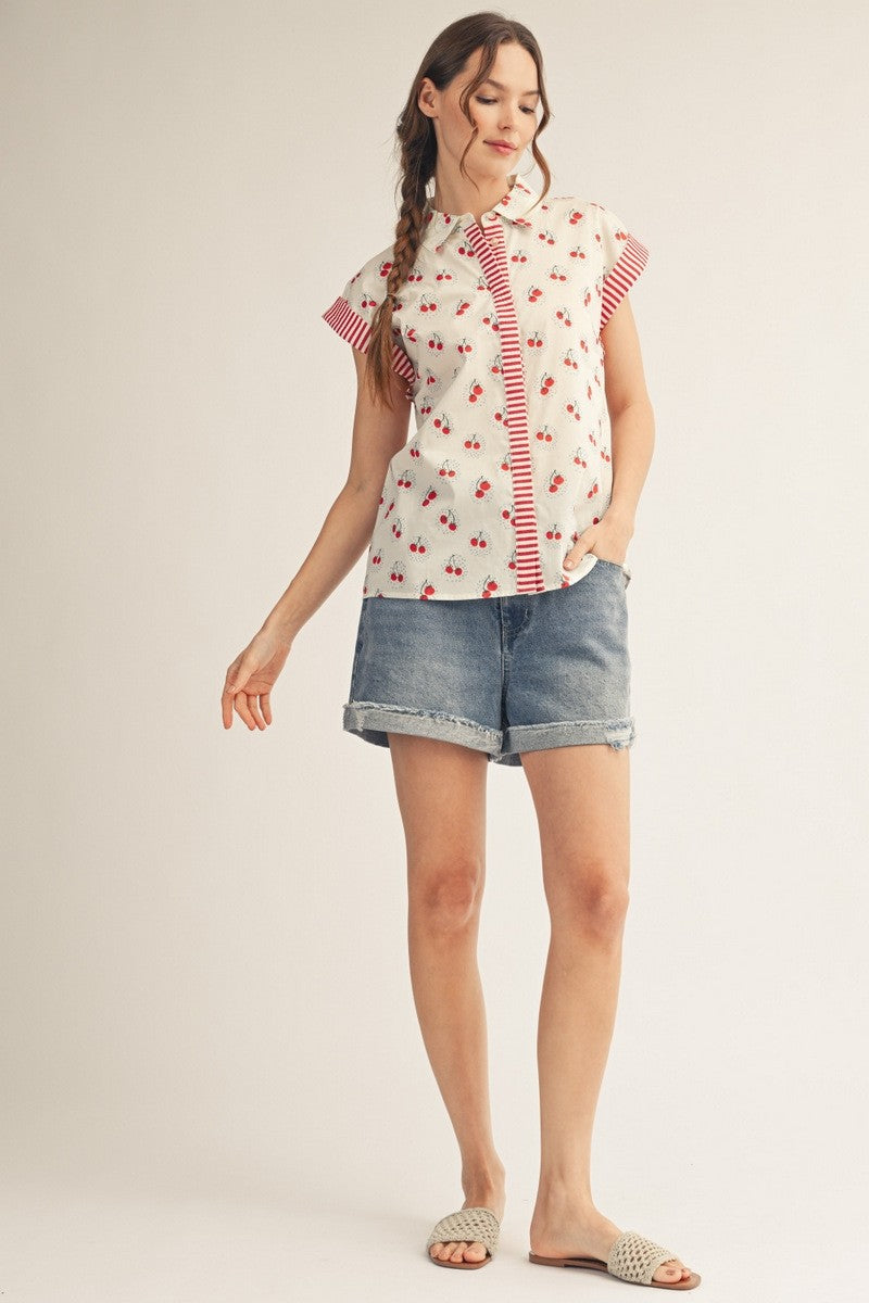 2378 Cherry Sleeveless Shirt