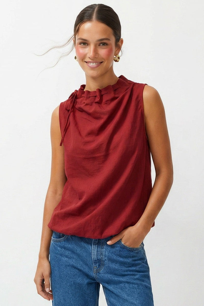 2623 Mock Neck Sleeveless Top