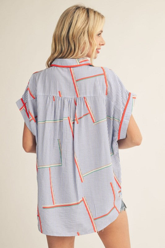 2155 Blue With Red Trim Top