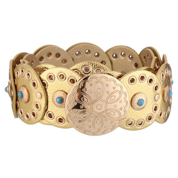 1666 Leather Eyelet Circles Belt