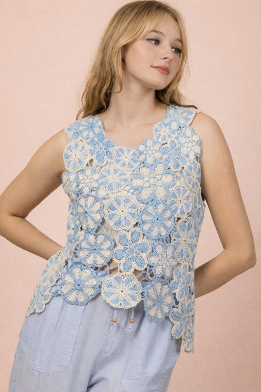 2239 Floral Crochet Top