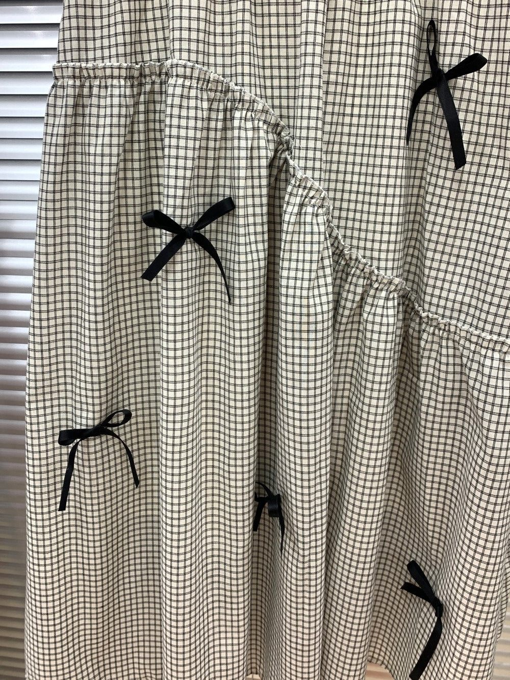 2438 Onesize Plaid Bow Maxi Skirt
