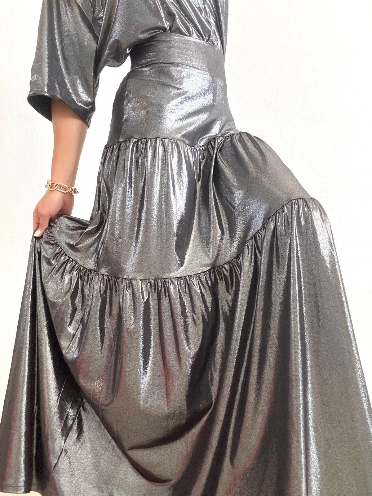 WhiteBerry Onesize Metallic Maxi Skirt