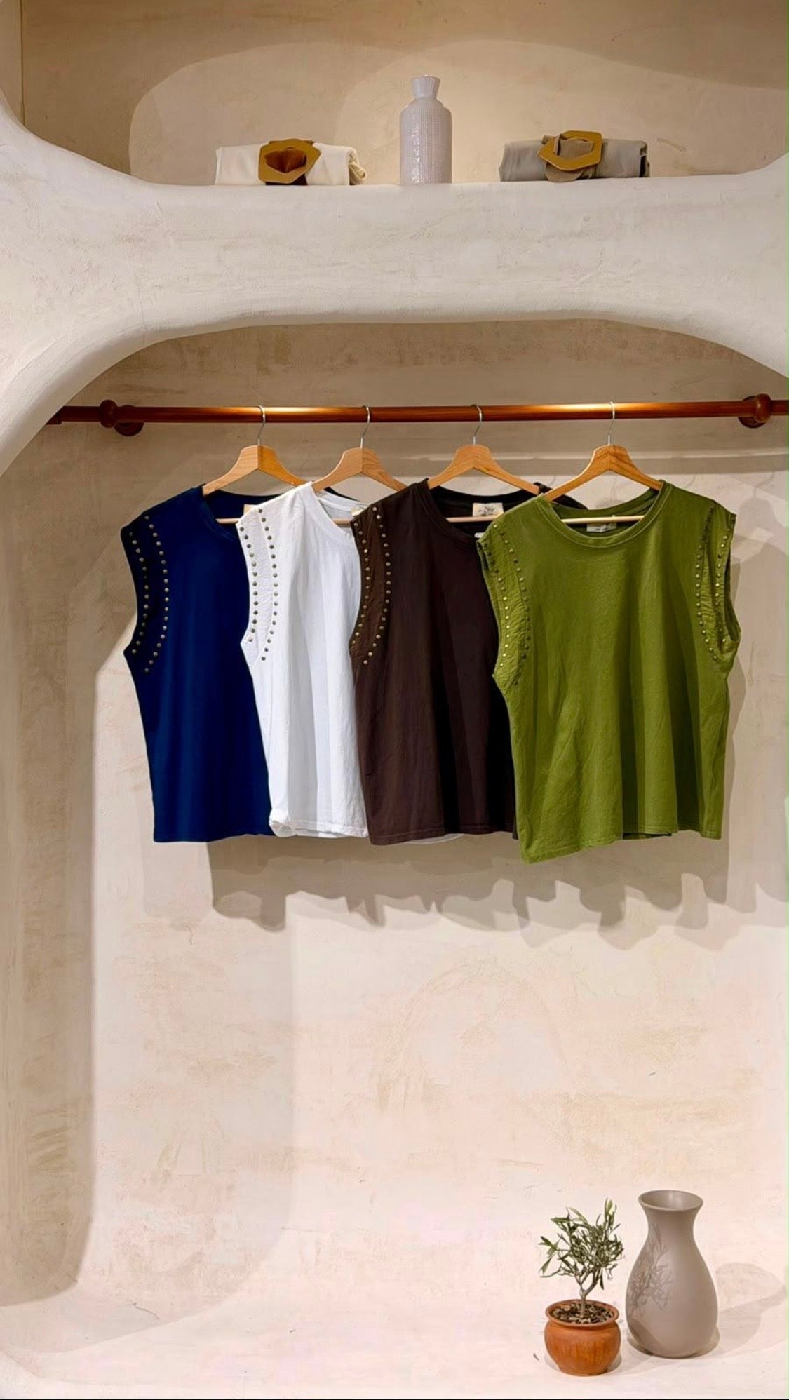 2614 Made In Italy Studded Sleeveless T-Shirt