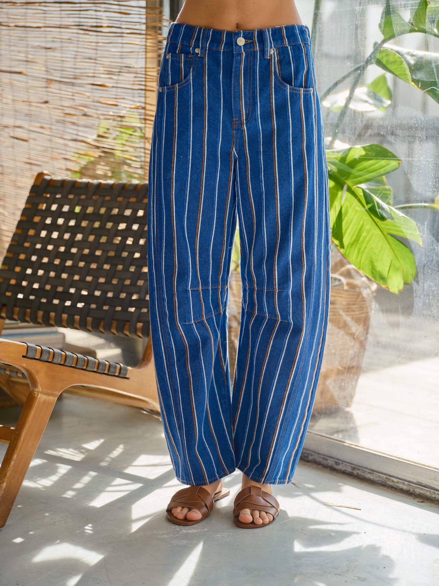 2608 Royal Blue Striped Denim Pant
