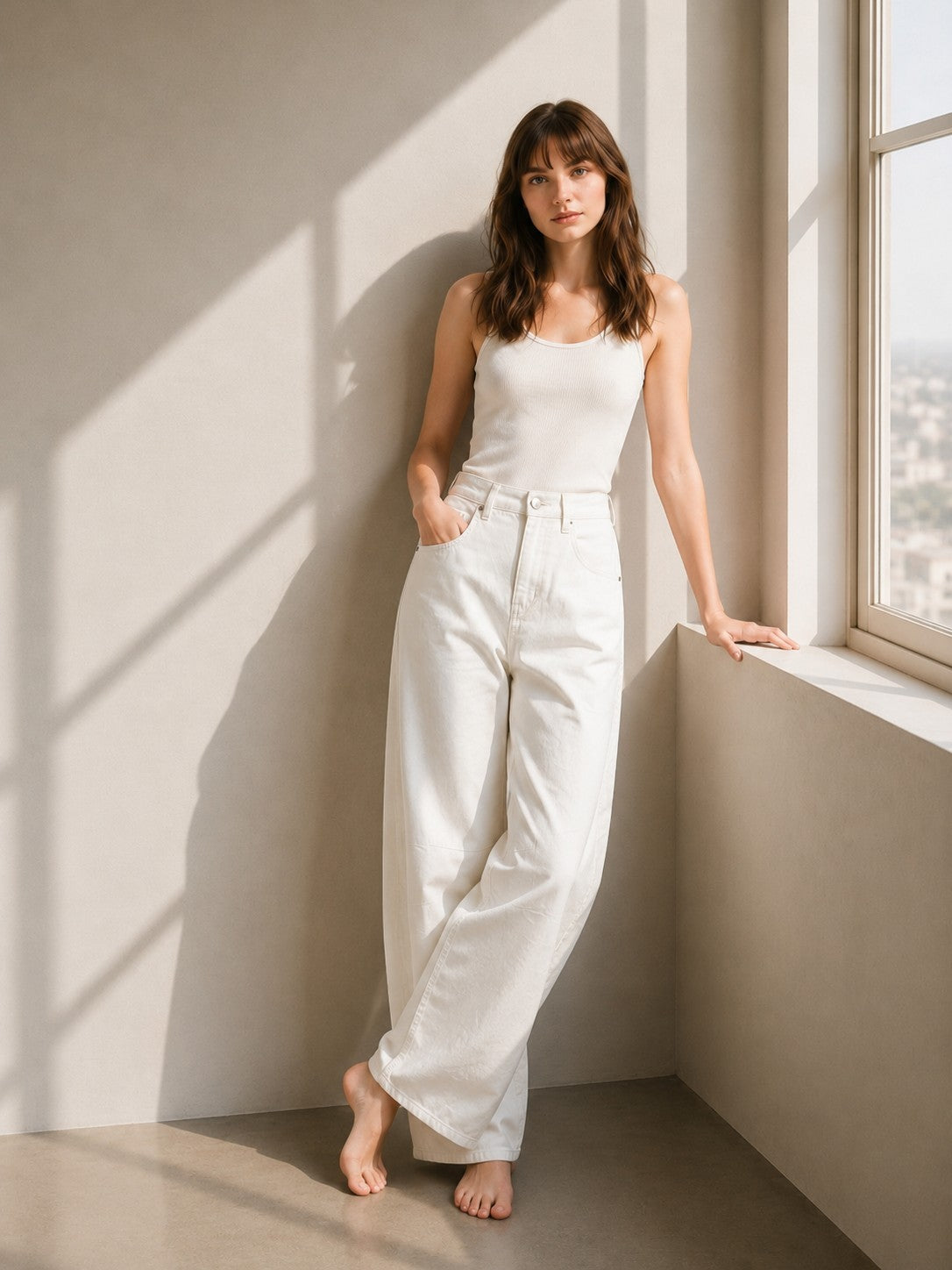 27181 White Barrel Pant