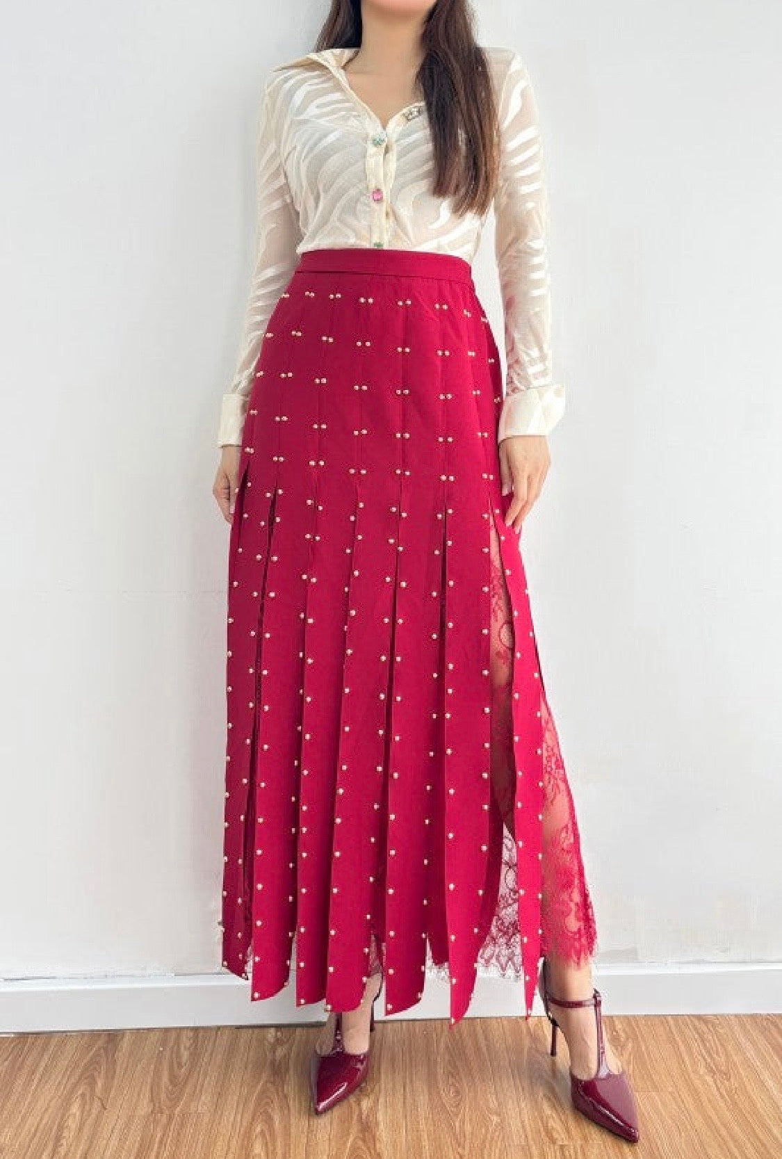 1909 Studded Fringes Skirt