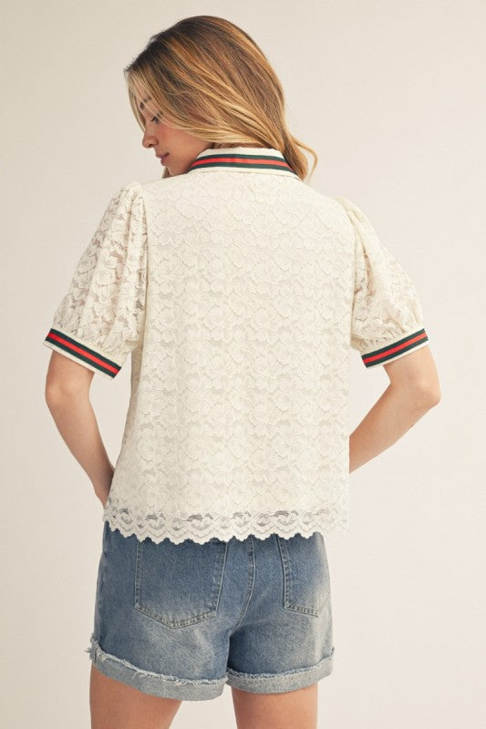 2154 Lace With Track Lines Shirt