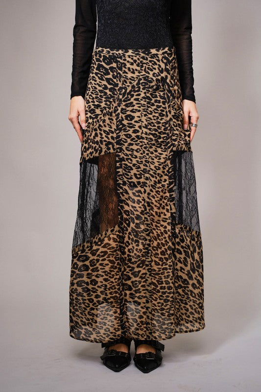 1739 Leopard Lace Skirt