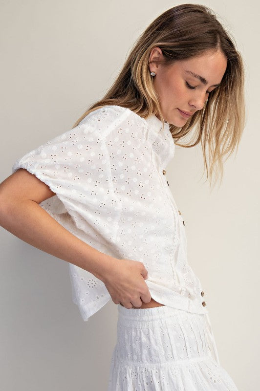 2202 White Eyelet Shirt