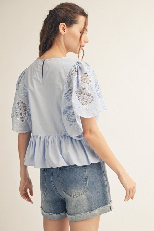 2196 Baby Blue Lace Top