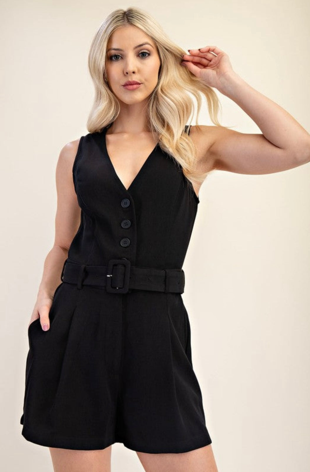 1483 Button Down Belted Romper