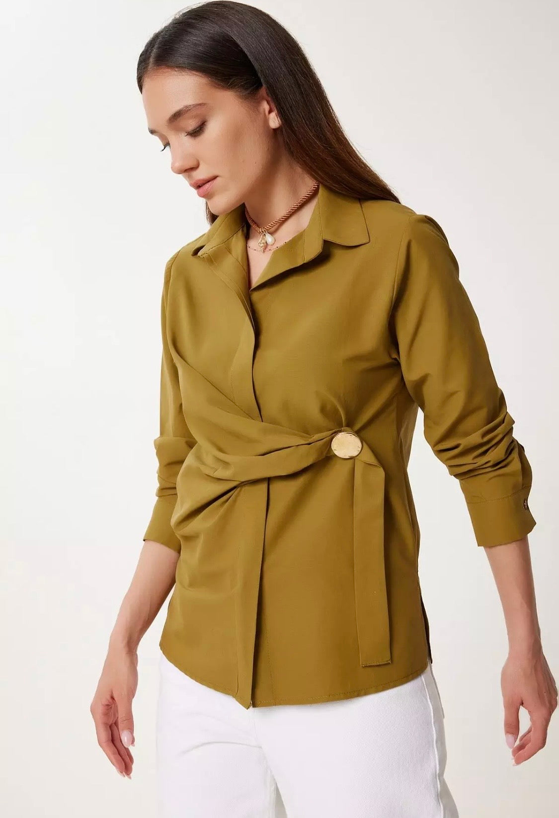 1826 Gold Button Wrap Shirt