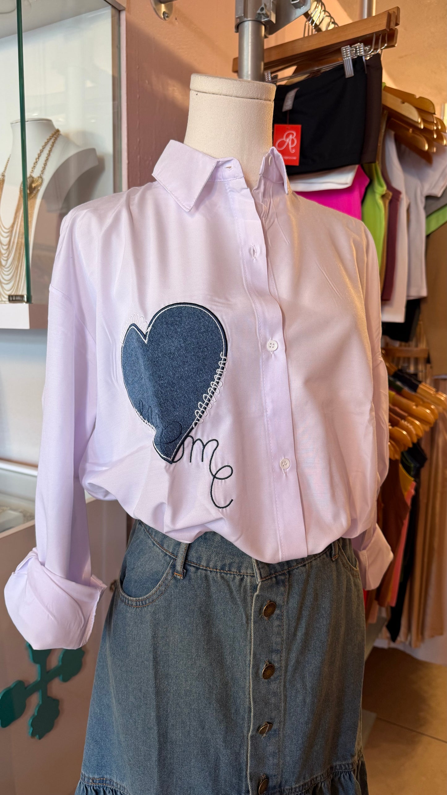 1823 Denim Heart Button Down Shirt