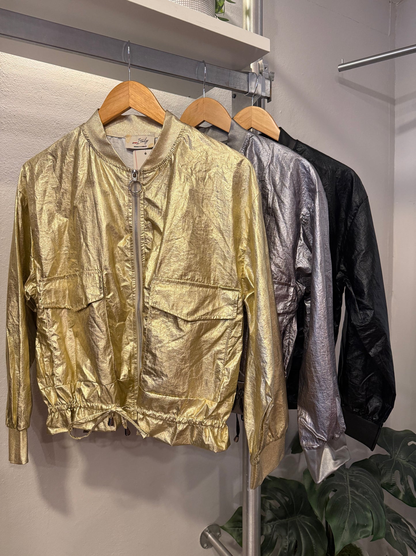 Onesize Metallic Bomber Jacket