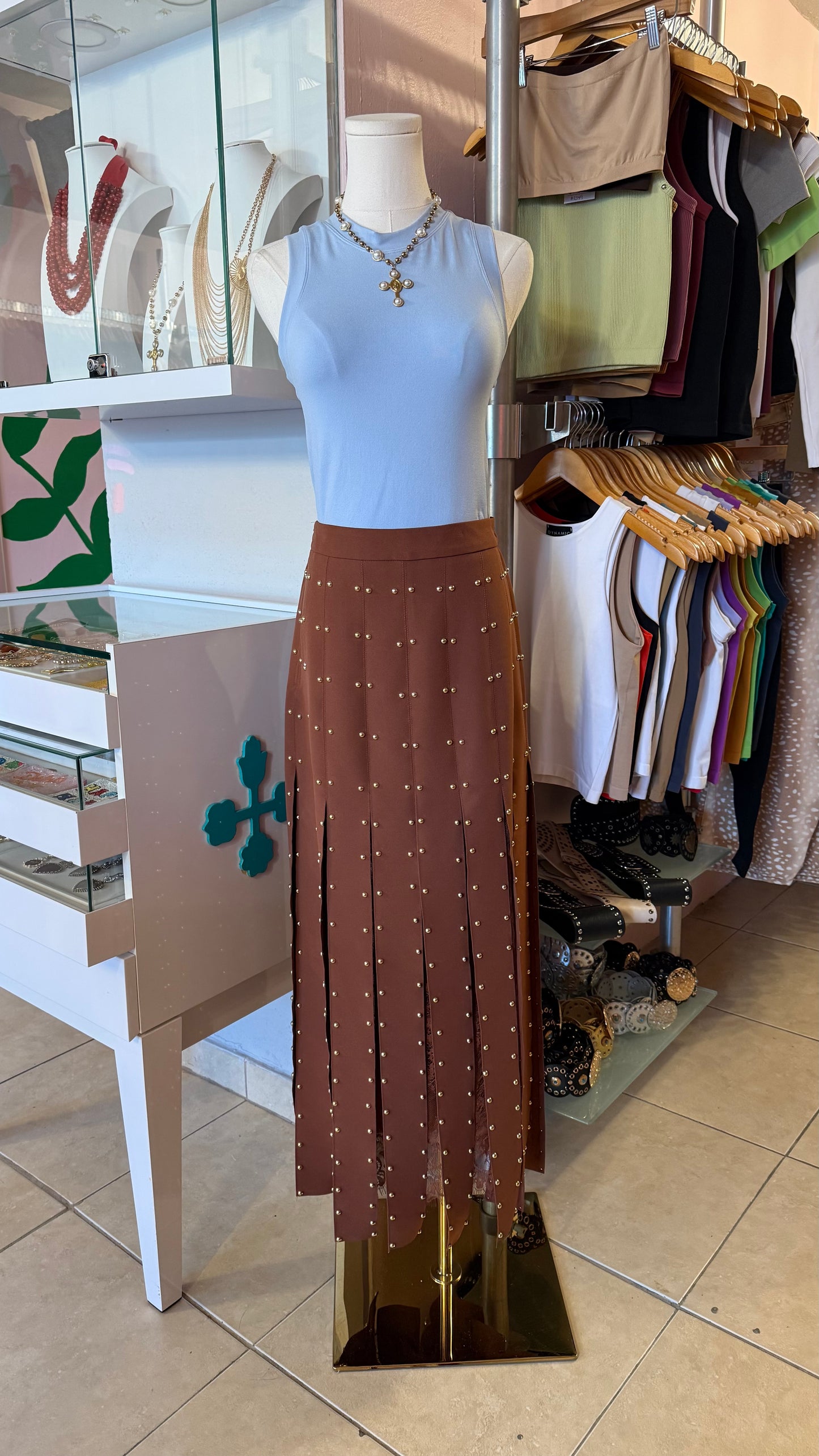 1909 Studded Fringes Skirt