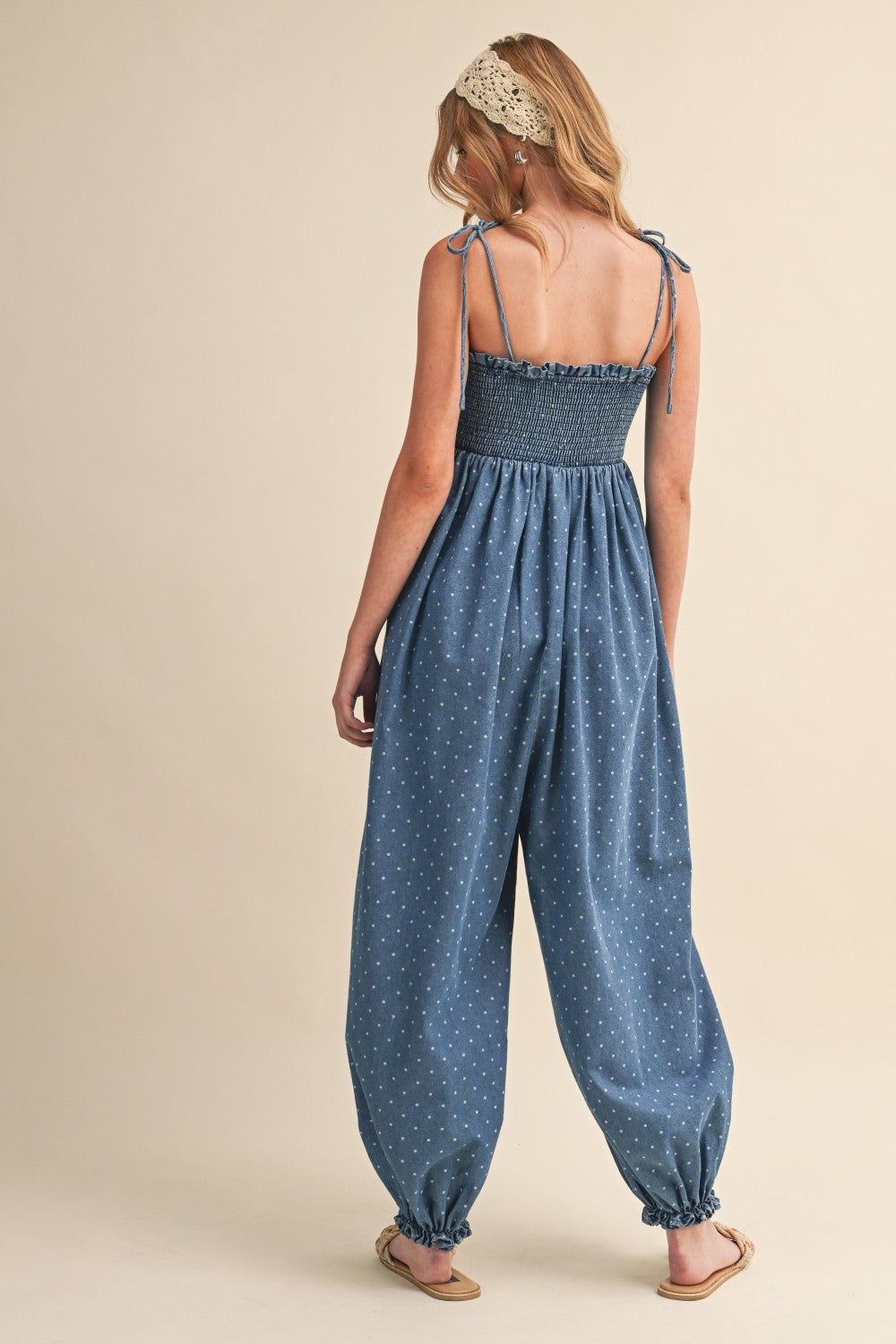 2429 Polka Dot Denim Jumpsuit