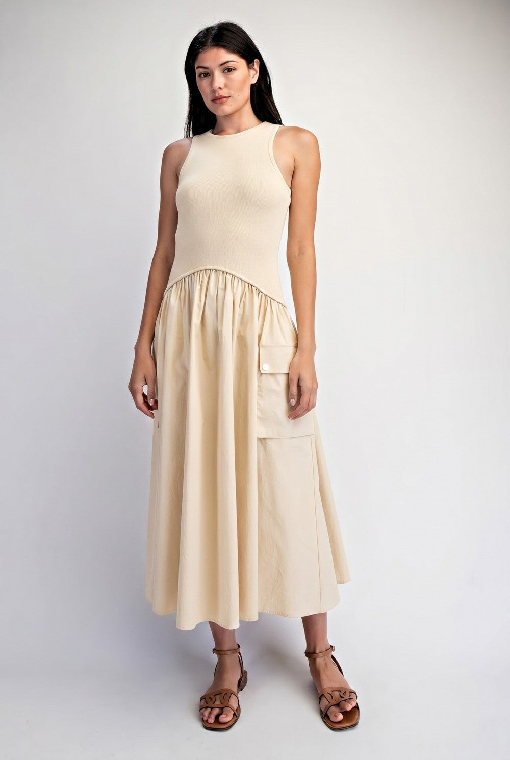2440 Beige Cargo Dress