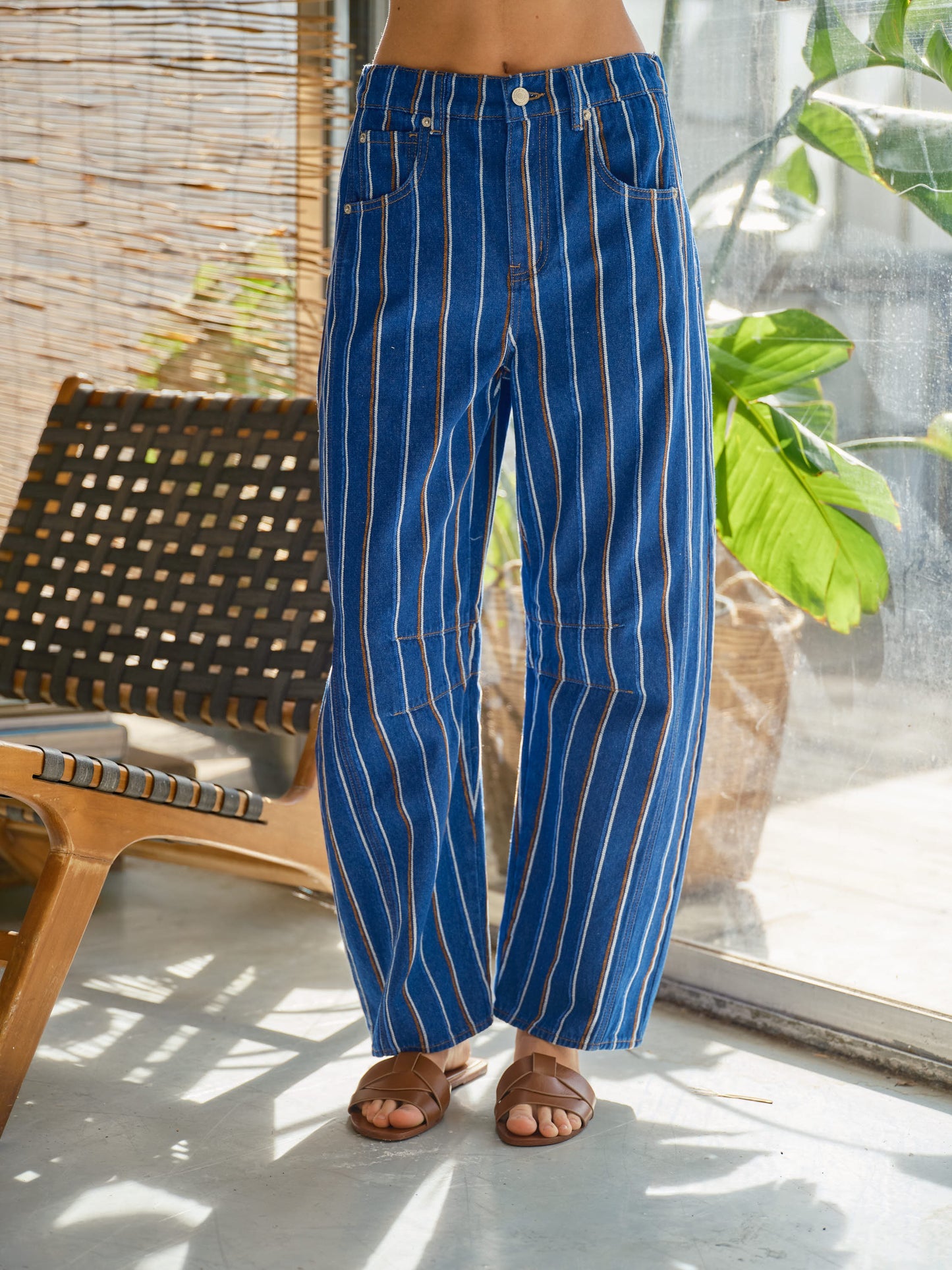 2608 Royal Blue Striped Denim Pant