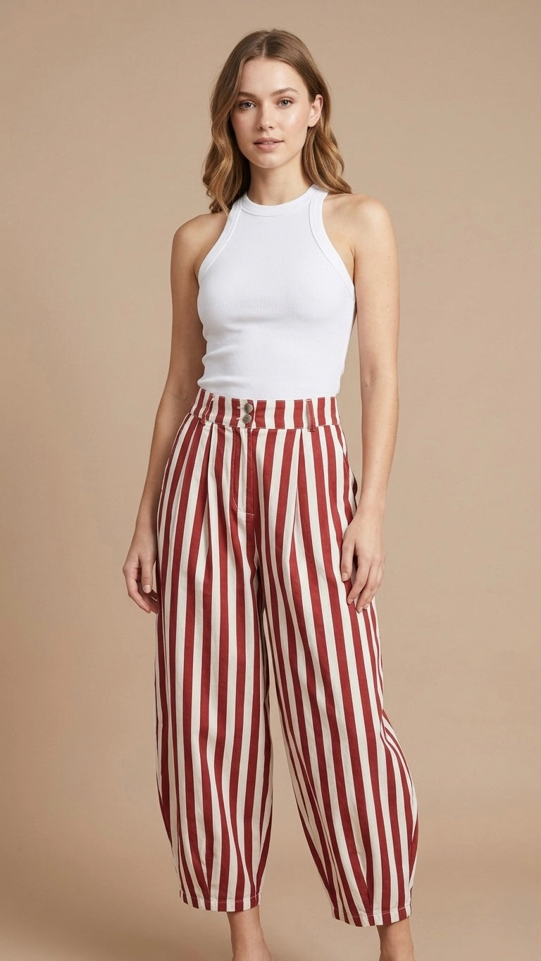 2392 Italian Striped Barrel Pant