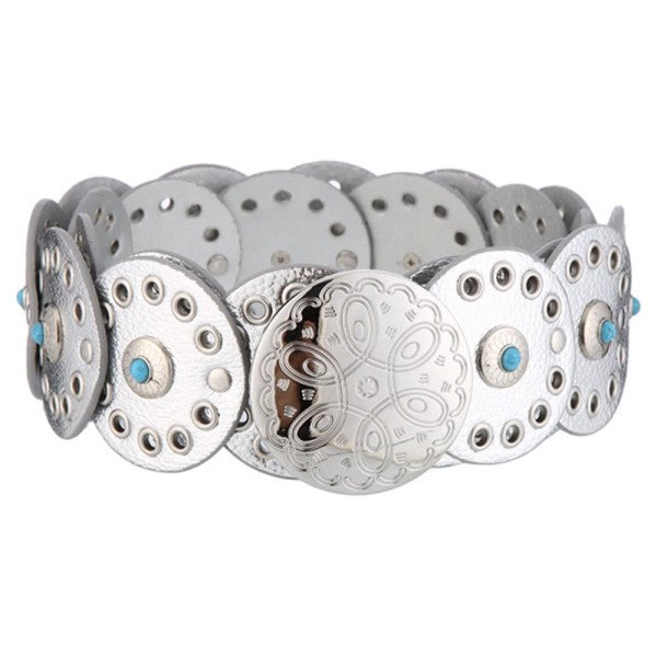 1666 Leather Eyelet Circles Belt