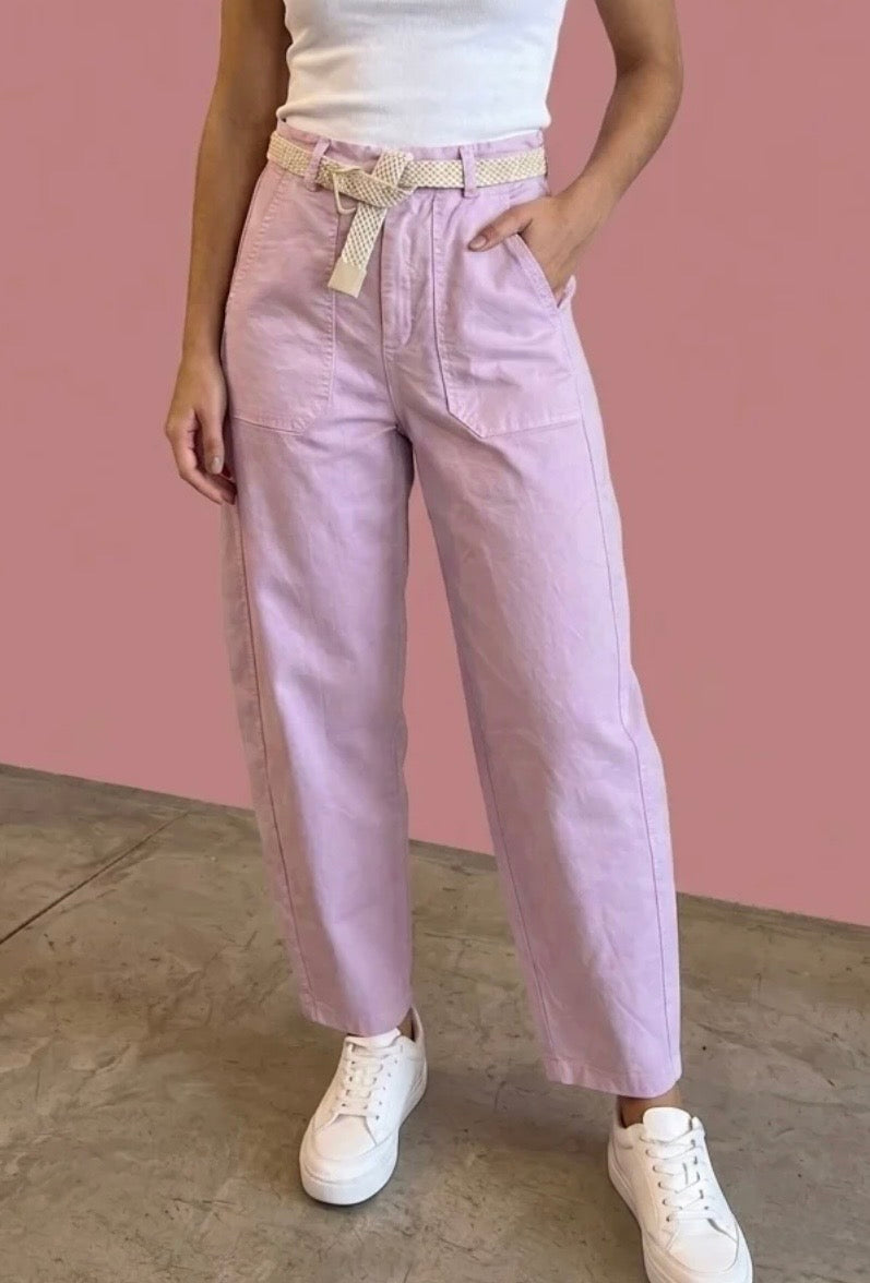 2284 Italian Belted Barrel Pant