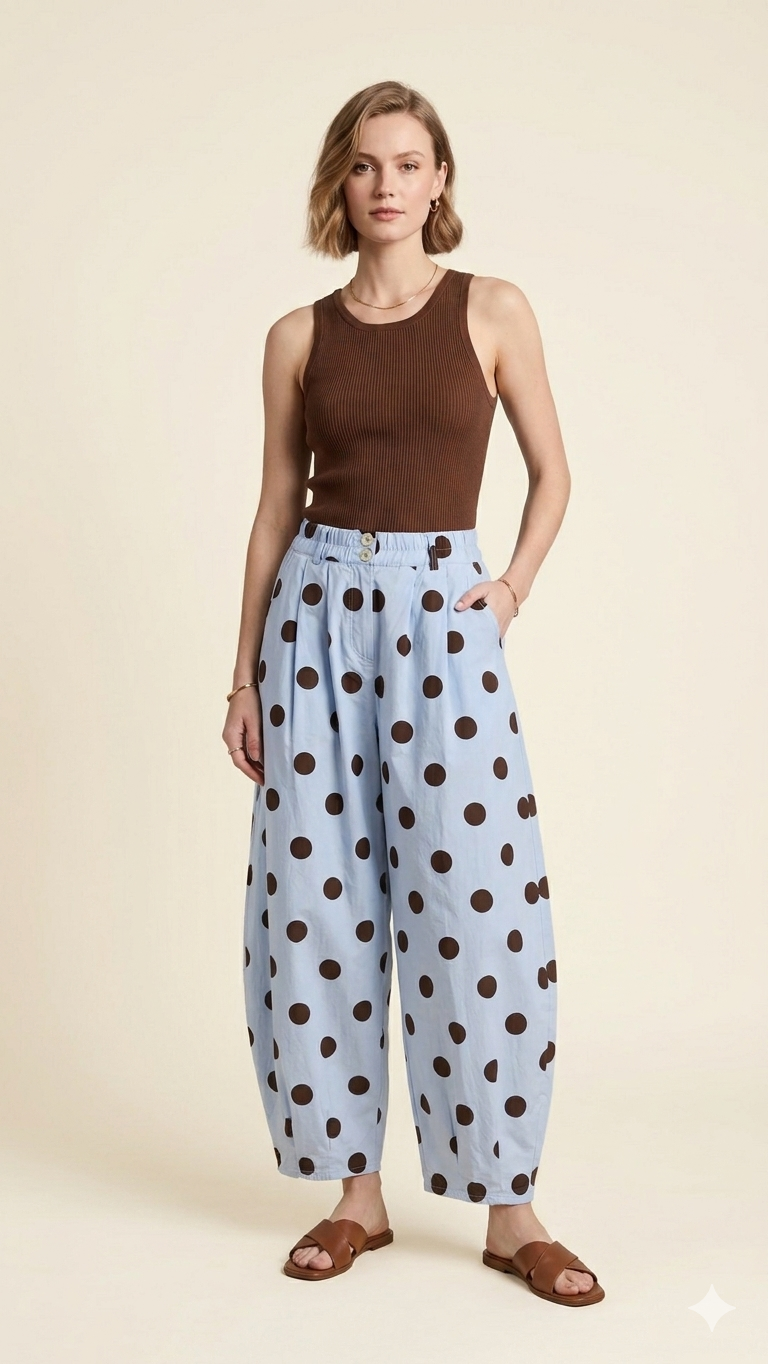 2393 Italian Polka Dots Barrel Pants