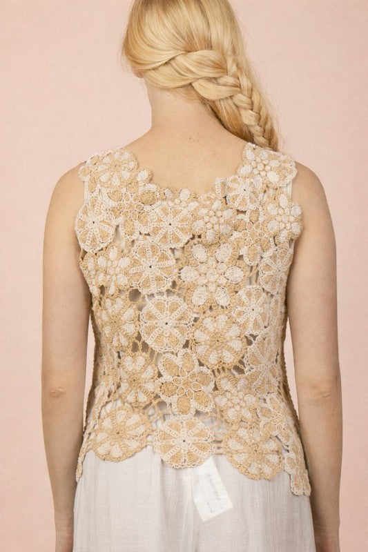 2239 Floral Crochet Top