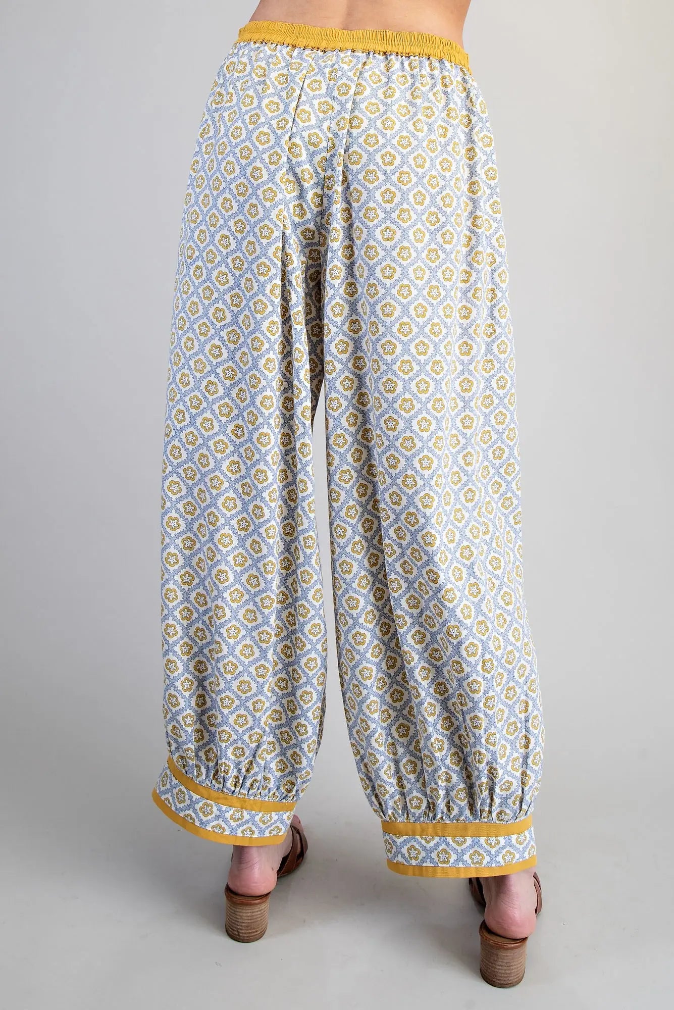 2408 Mustard Print Barrel Pant