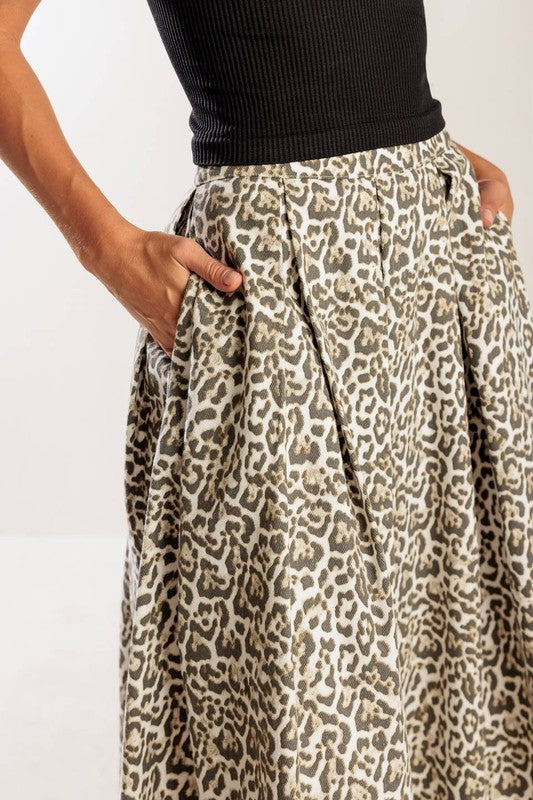 1880 Leopard Print Midi Skirt