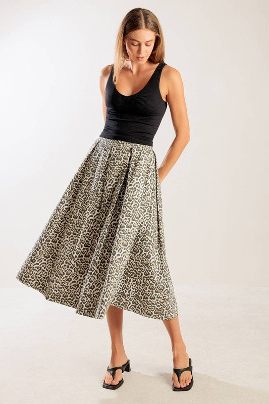 1880 Leopard Print Midi Skirt