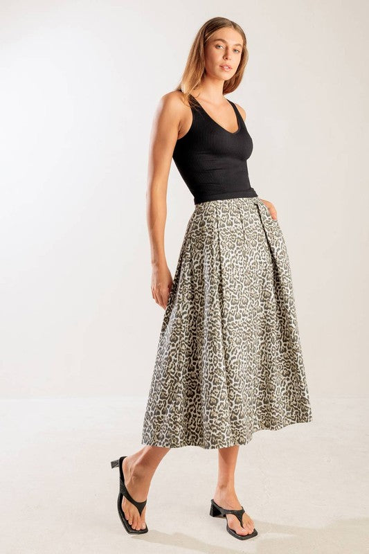 1880 Leopard Print Midi Skirt