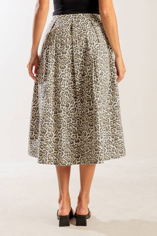 1880 Leopard Print Midi Skirt