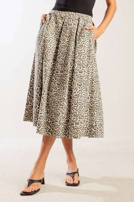 1880 Leopard Print Midi Skirt