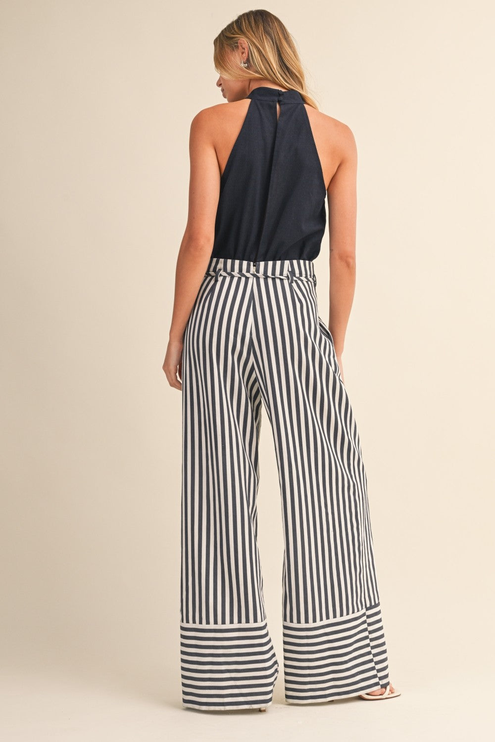 2445 Navy Striped Jumpsuit
