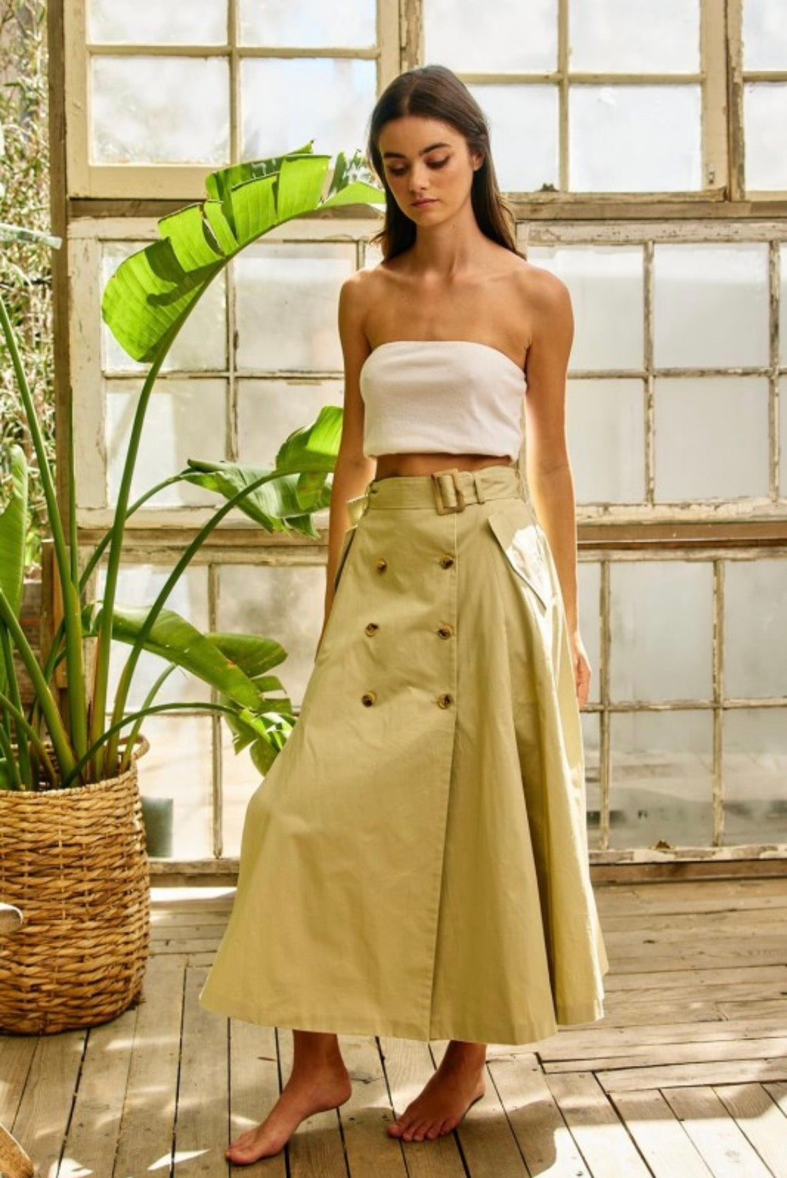2528 Double Breasted Vest & Midi Skirt Set