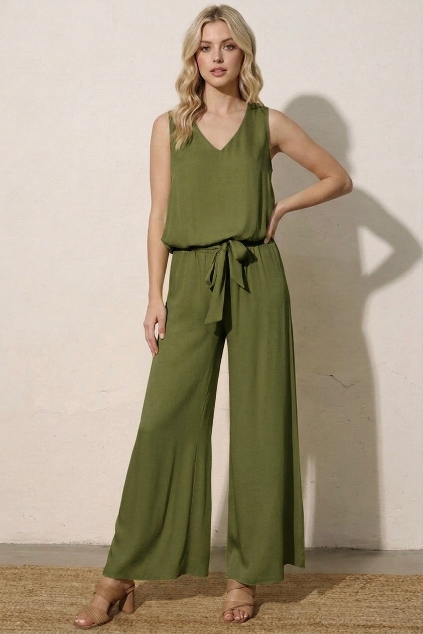 2587 V-Neck Top & Palazzo Pant Set