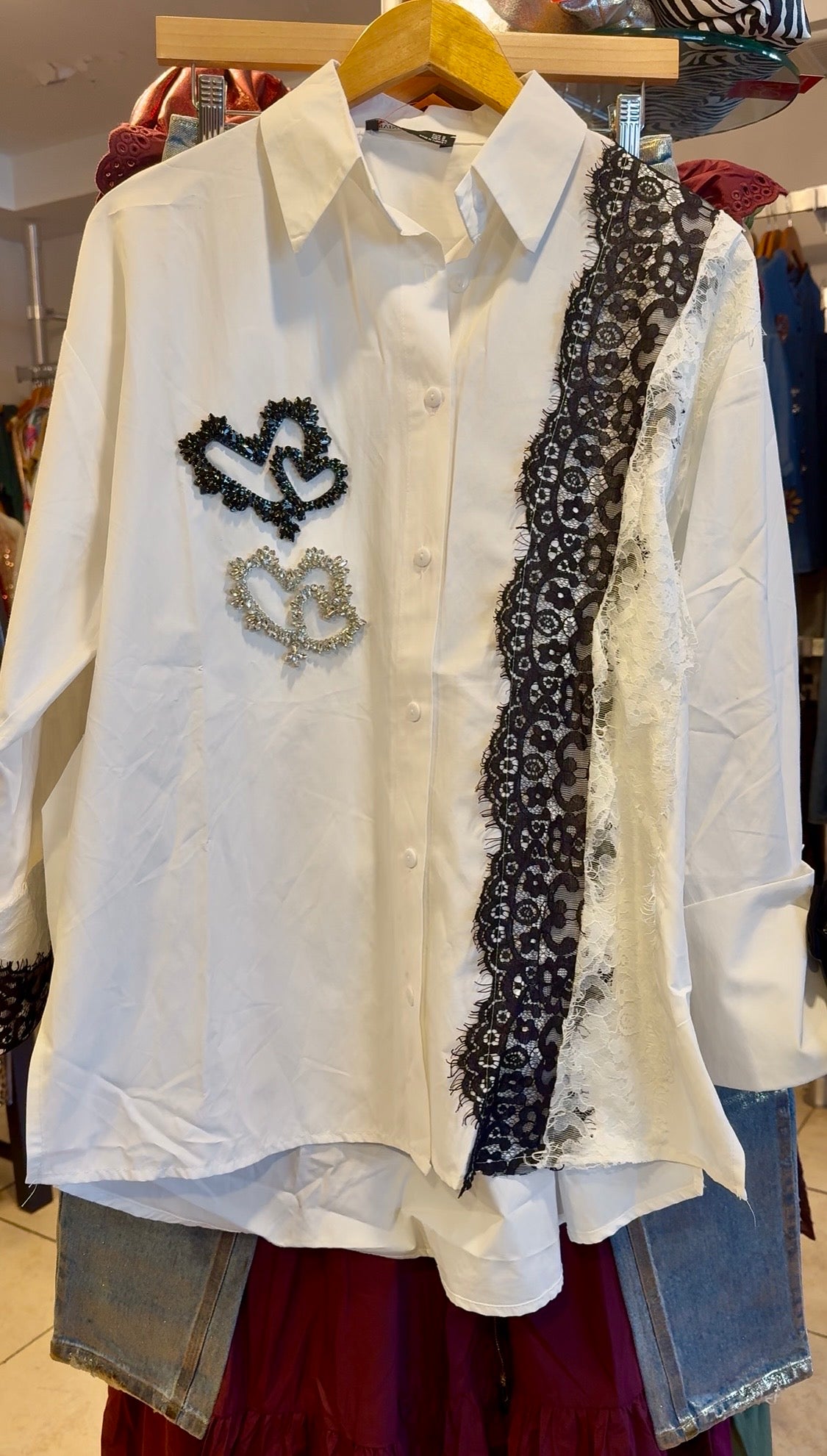 1738 Rhinestones Heart Shirt